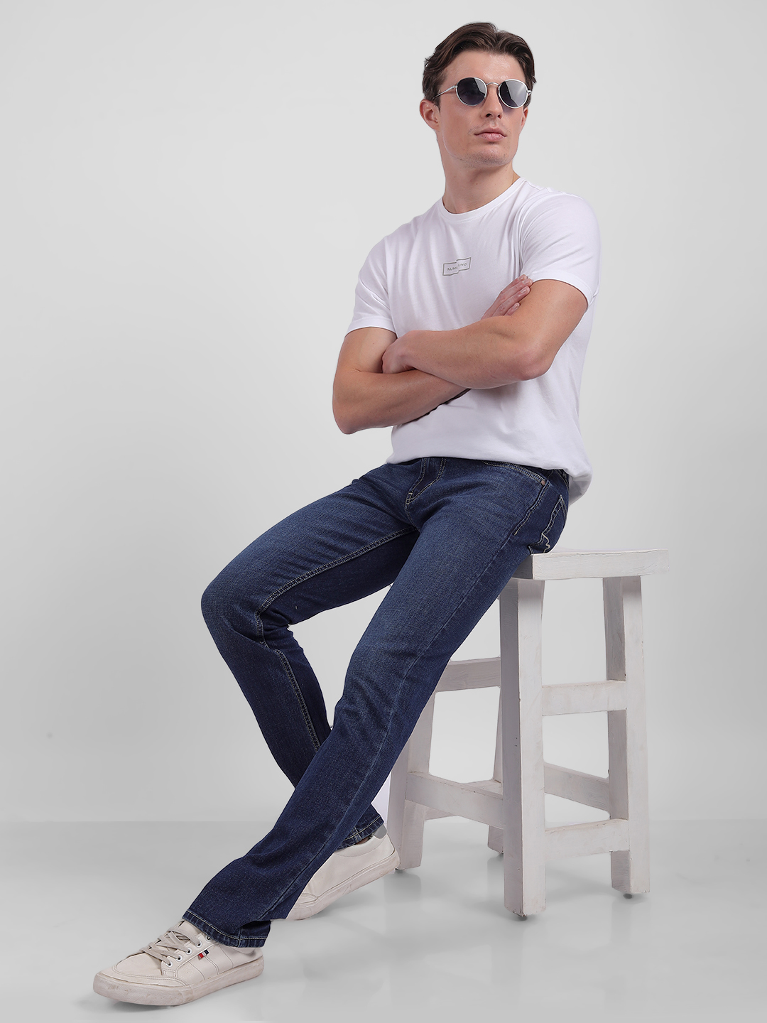 Numero Uno Men Faded Dark Blue Jeans